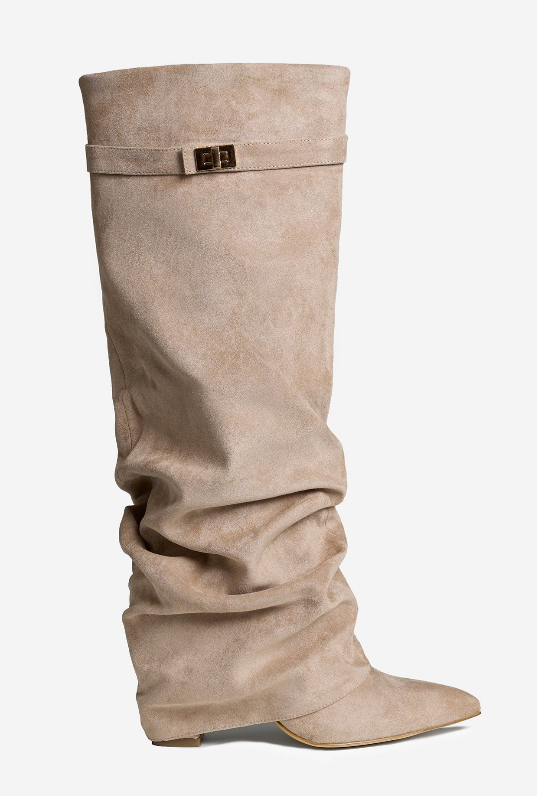 Botas Noemie de ante holgadas hasta la rodilla - Beige