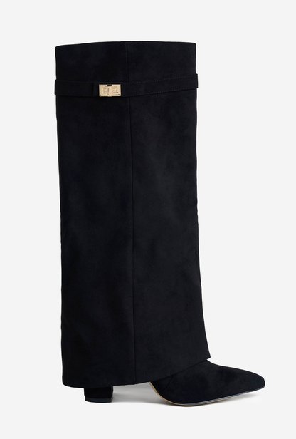Botas Noemie de ante hasta la rodilla - Negras