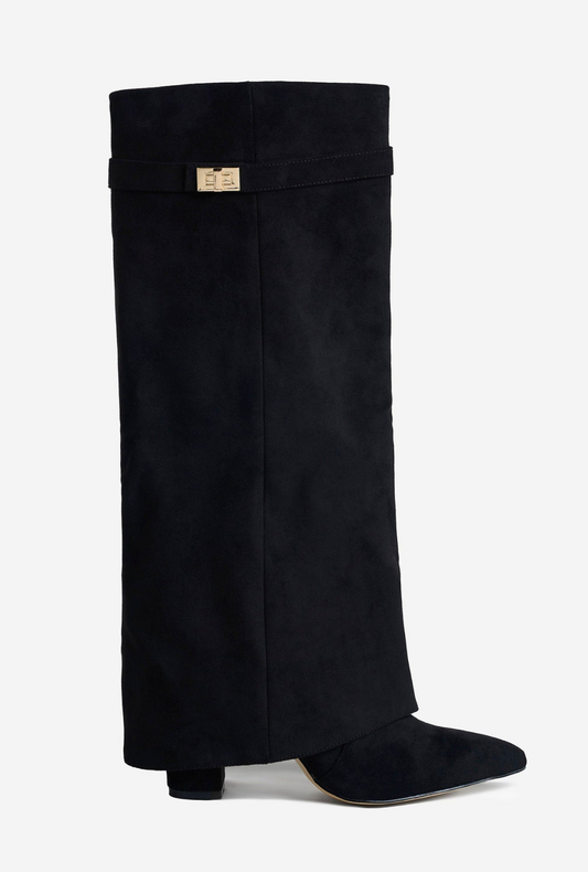 Botas Noemie de ante hasta la rodilla - Negras