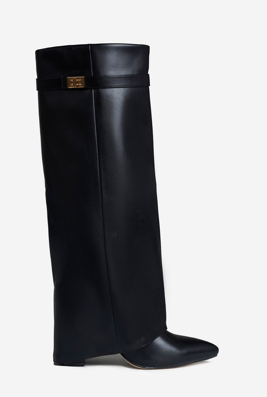 Botas Noemie de cuero hasta la rodilla - Negras