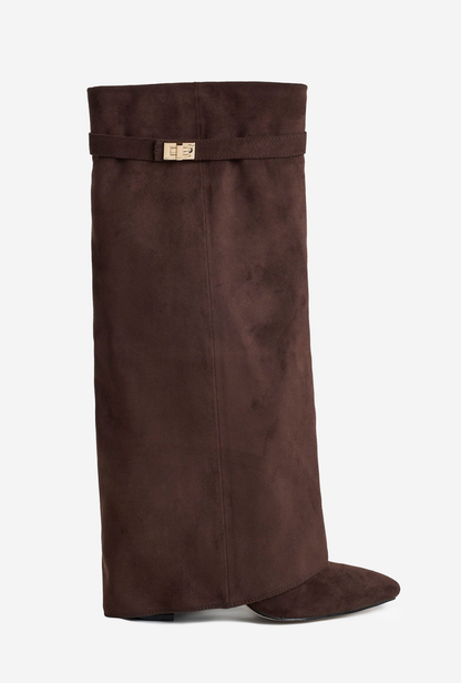 Botas Noemie de ante hasta la rodilla - Marrón oscuro