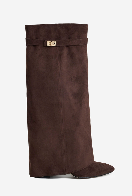 Botas Noemie de ante hasta la rodilla - Marrón oscuro