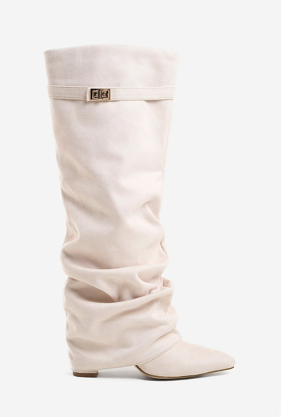 Botas Noemie altas de ante holgadas hasta la rodilla - Color crema