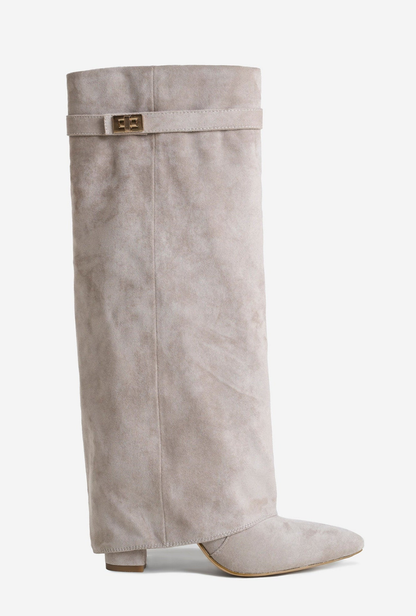 Botas Noemie altas hasta la rodilla  de ante - Gris Topo