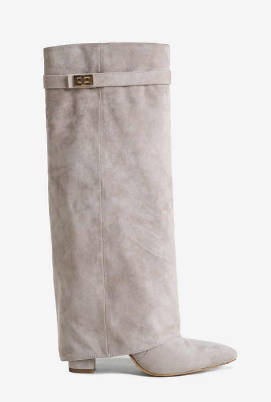 Botas Noemie altas hasta la rodilla  de ante - Gris Topo