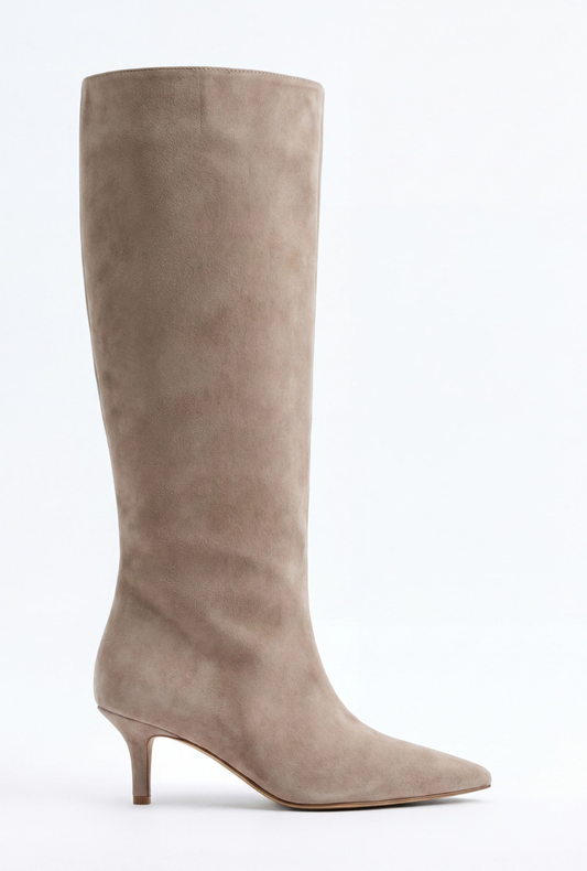 Botas de ante hasta la rodilla - Beige