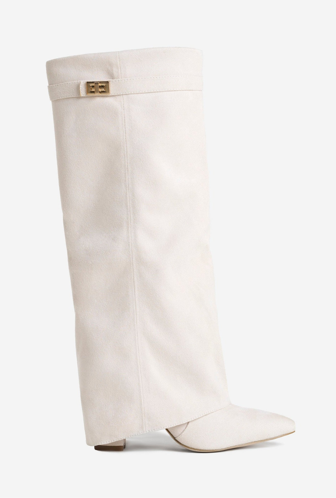 Botas Noemie altas hasta la rodilla de suede - Color crema