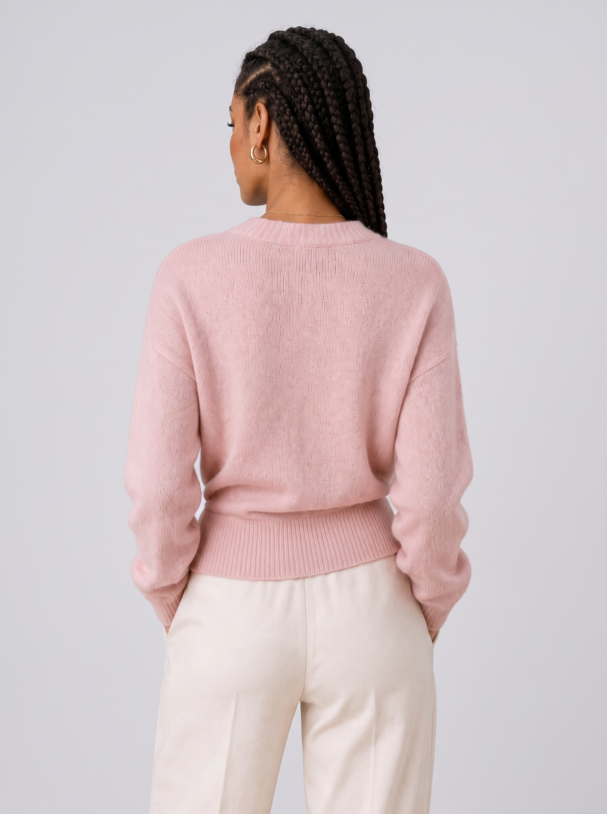 Women's Wrap Sweater - Tie Waist Cropped V-Neck Top