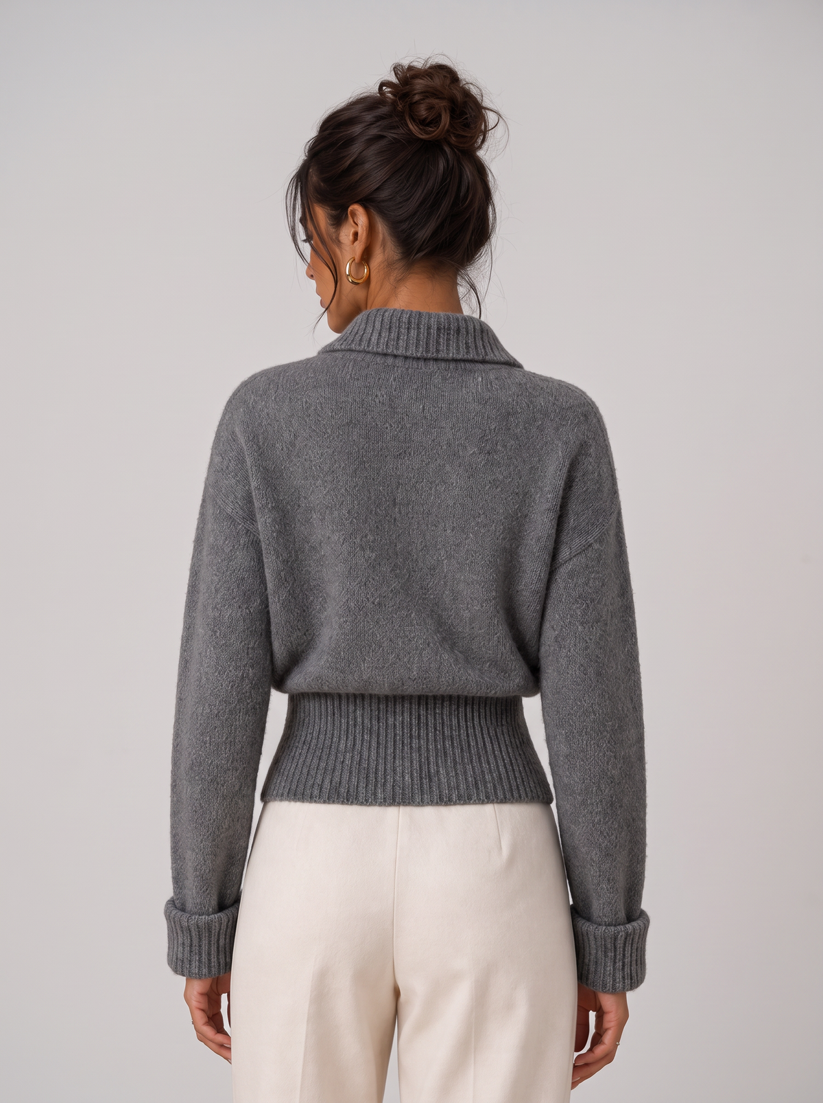 Women's Wrap Sweater - Shawl Collar V-Neck Ribbed Pullover