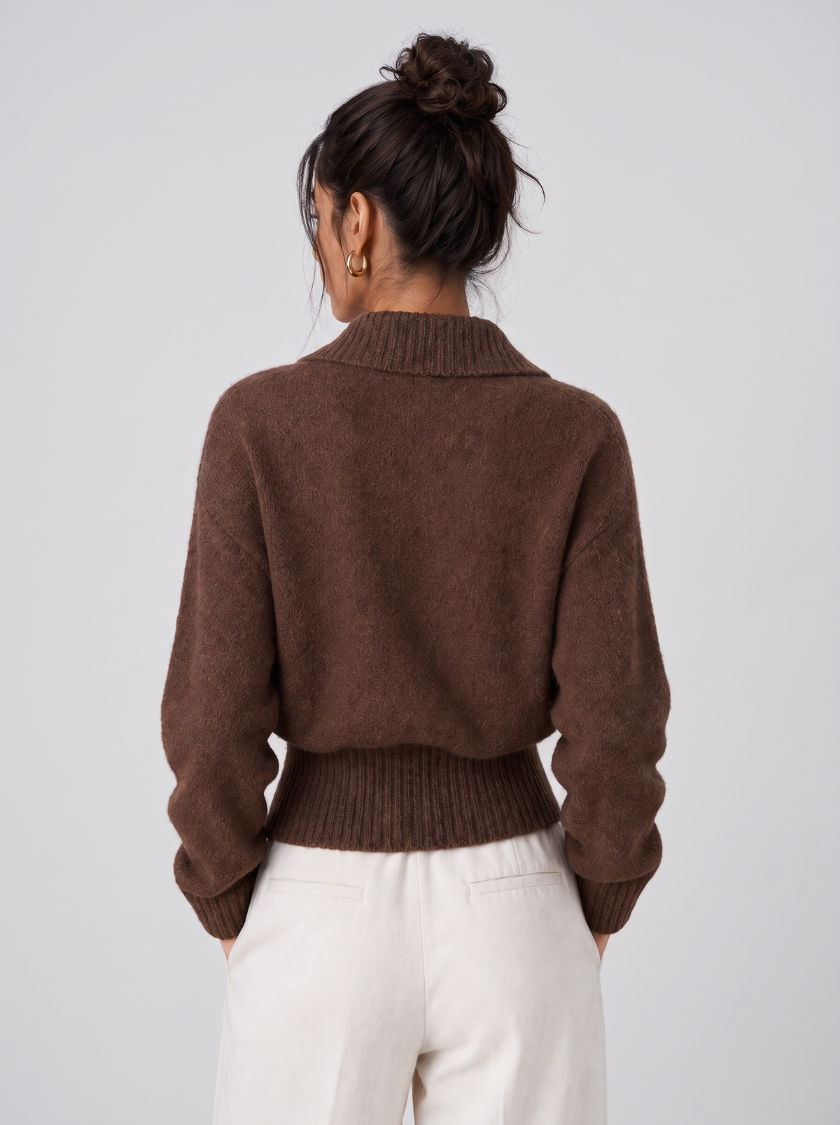 Women's Wrap Sweater - Shawl Collar V-Neck Ribbed Pullover