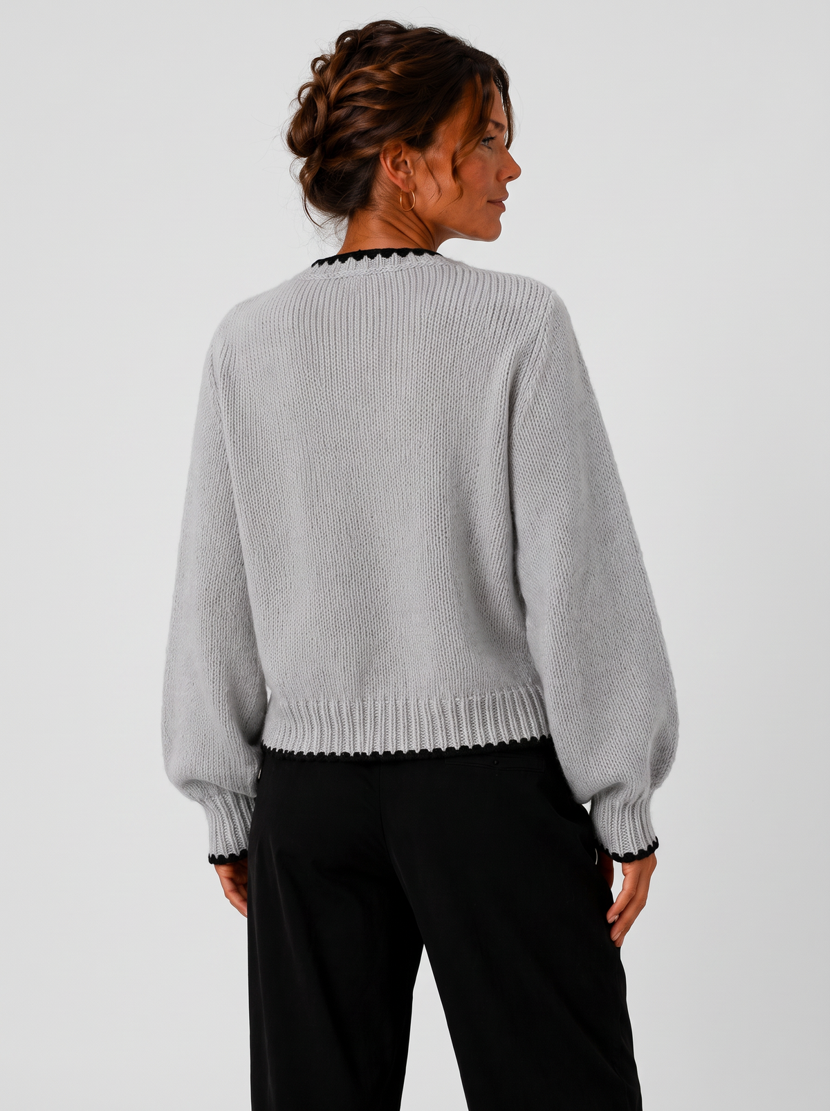 Scalloped Trim Cardigan for Women - Bow Front