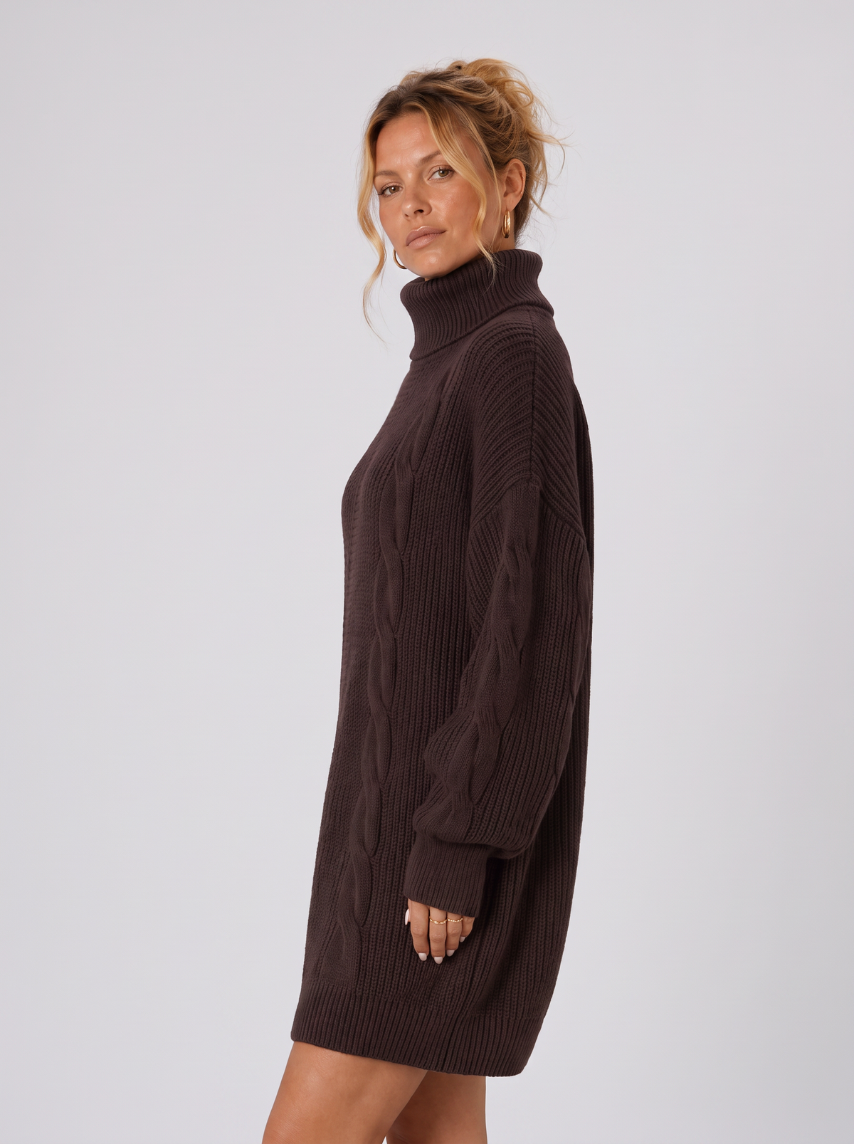 Women's Turtleneck Sweater Dress - Pullover Knit Dress
