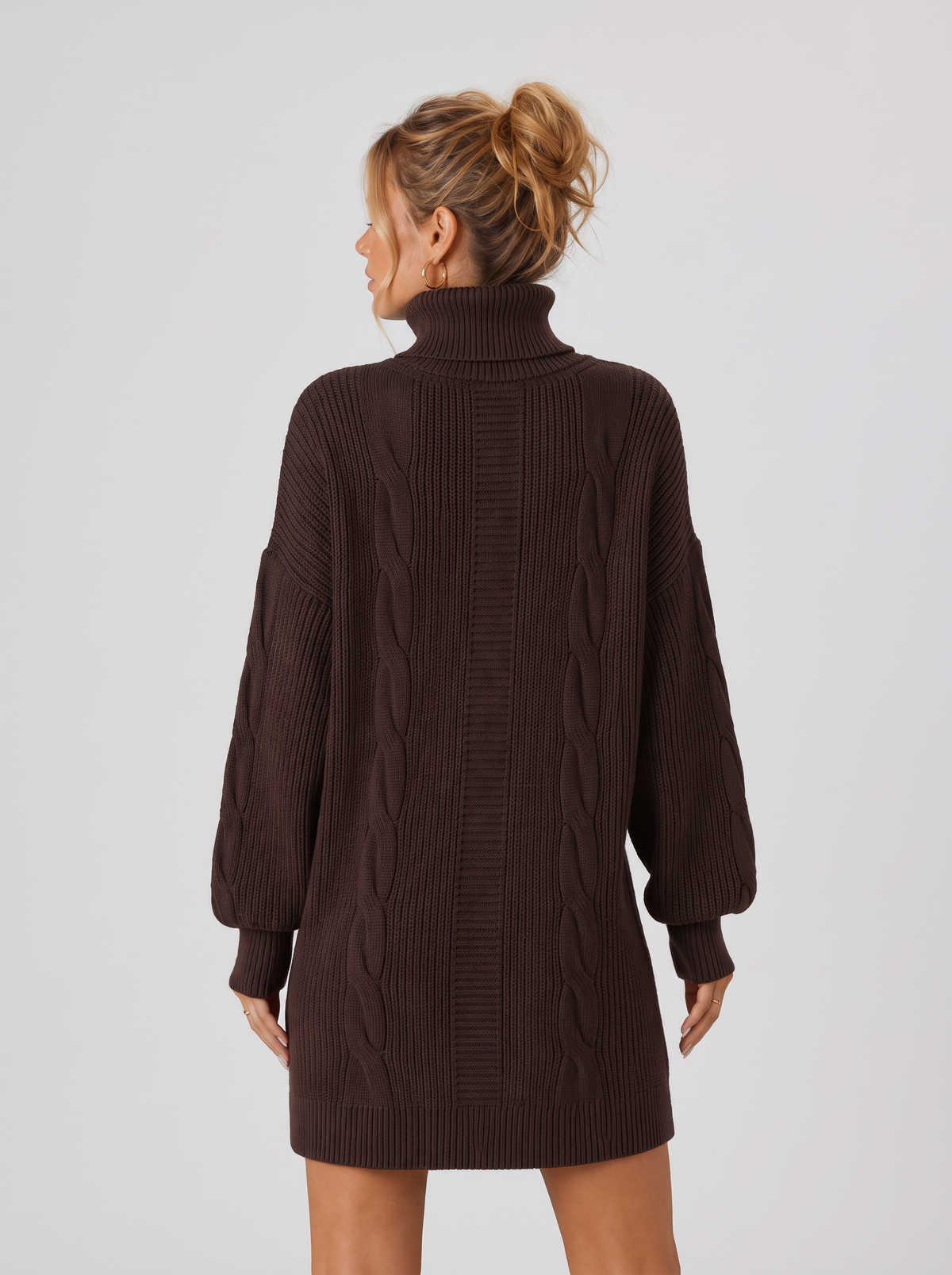Women's Turtleneck Sweater Dress - Pullover Knit Dress