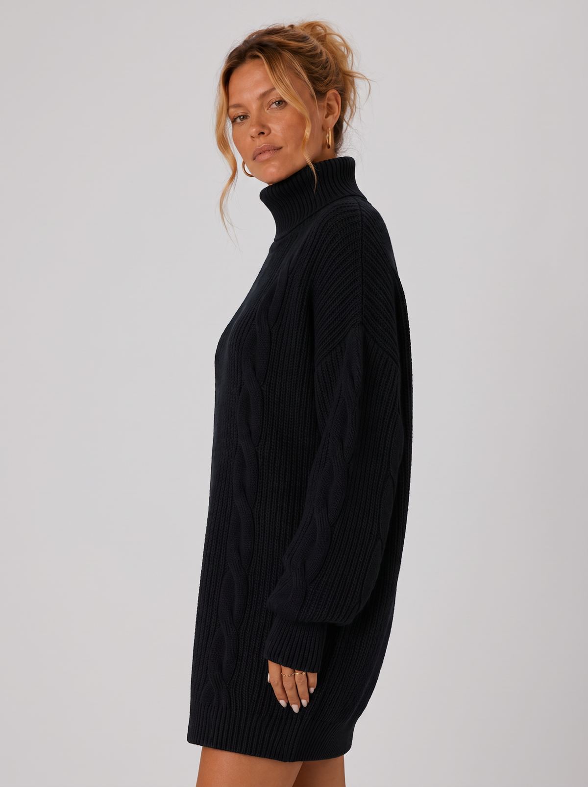 Women's Turtleneck Sweater Dress - Pullover Knit Dress