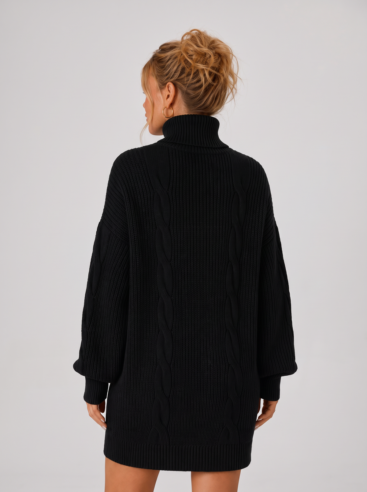 Women's Turtleneck Sweater Dress - Pullover Knit Dress