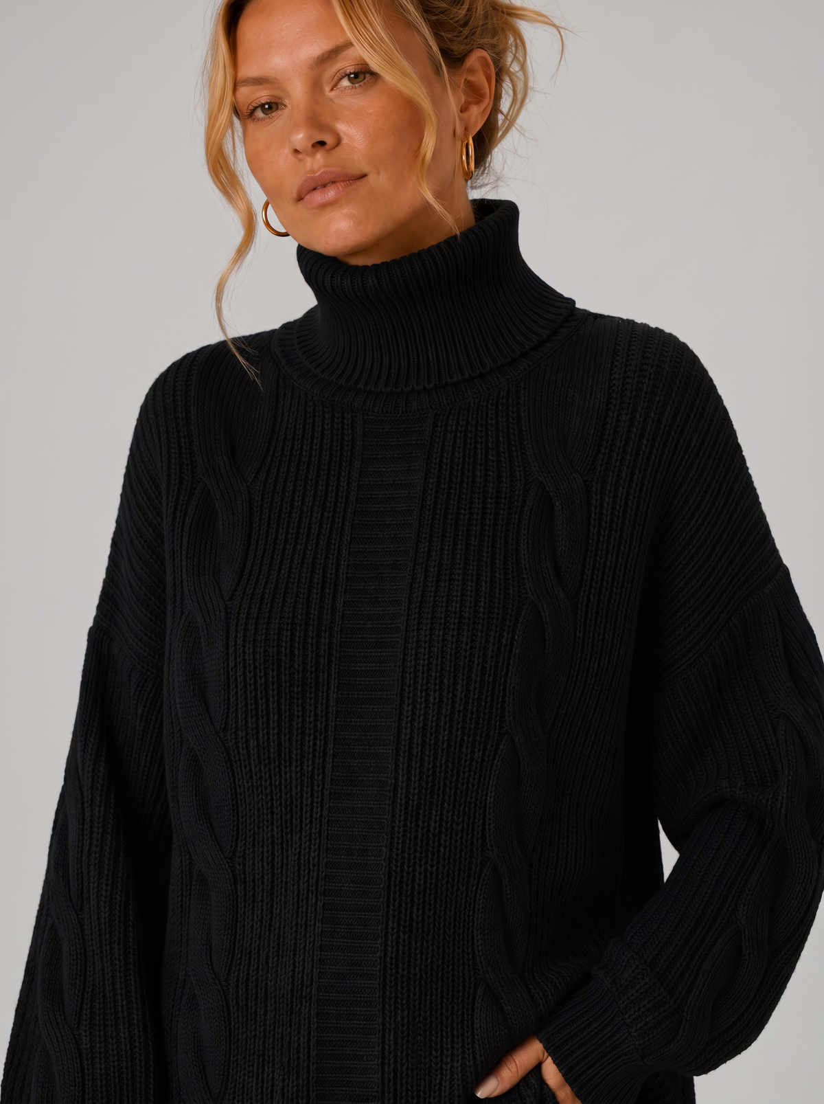 Women's Turtleneck Sweater Dress - Pullover Knit Dress