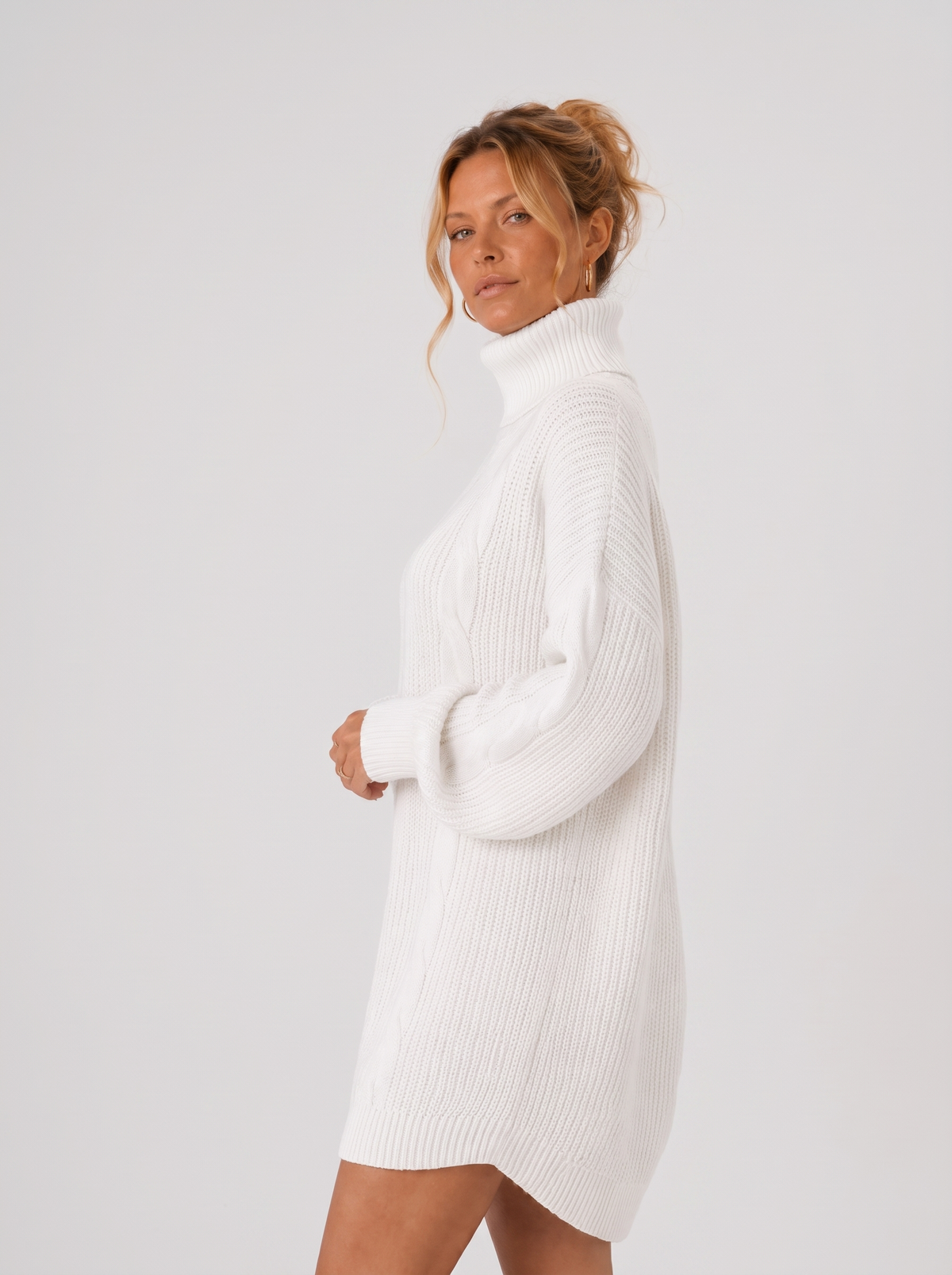 Women's Turtleneck Sweater Dress - Pullover Knit Dress