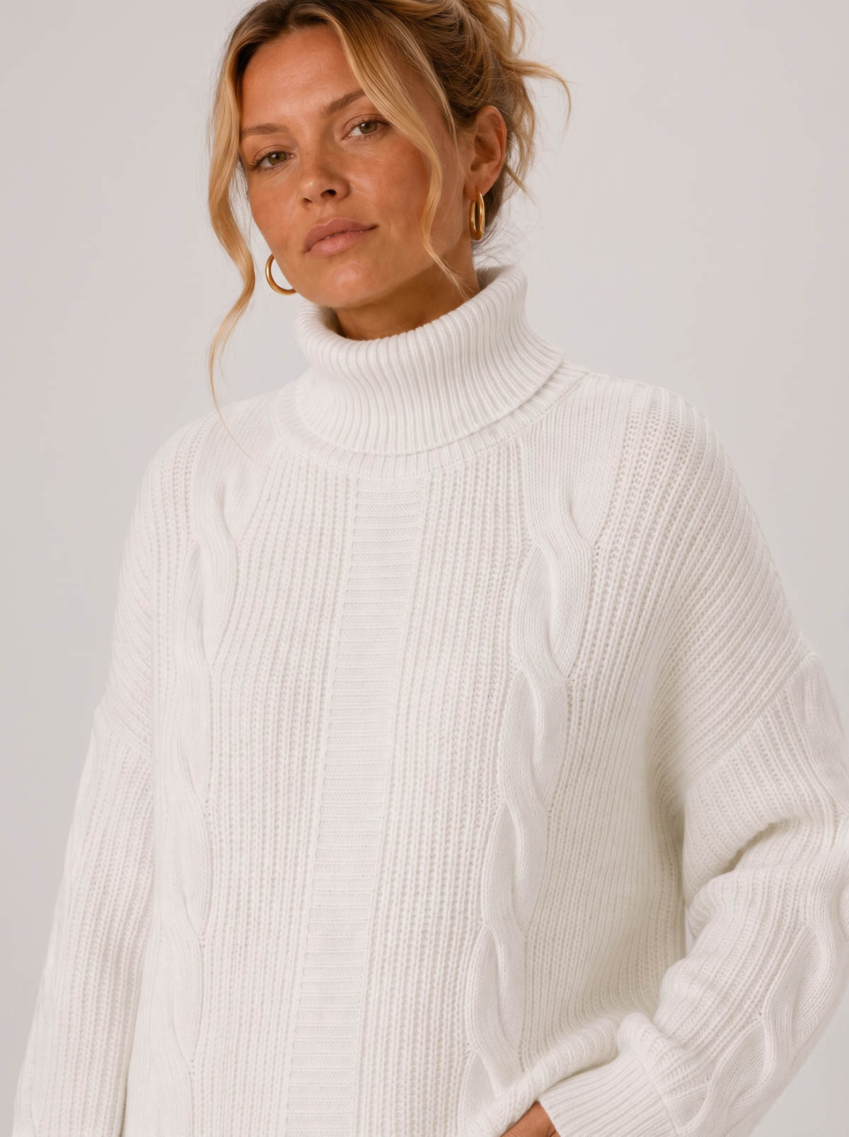 Women's Turtleneck Sweater Dress - Pullover Knit Dress