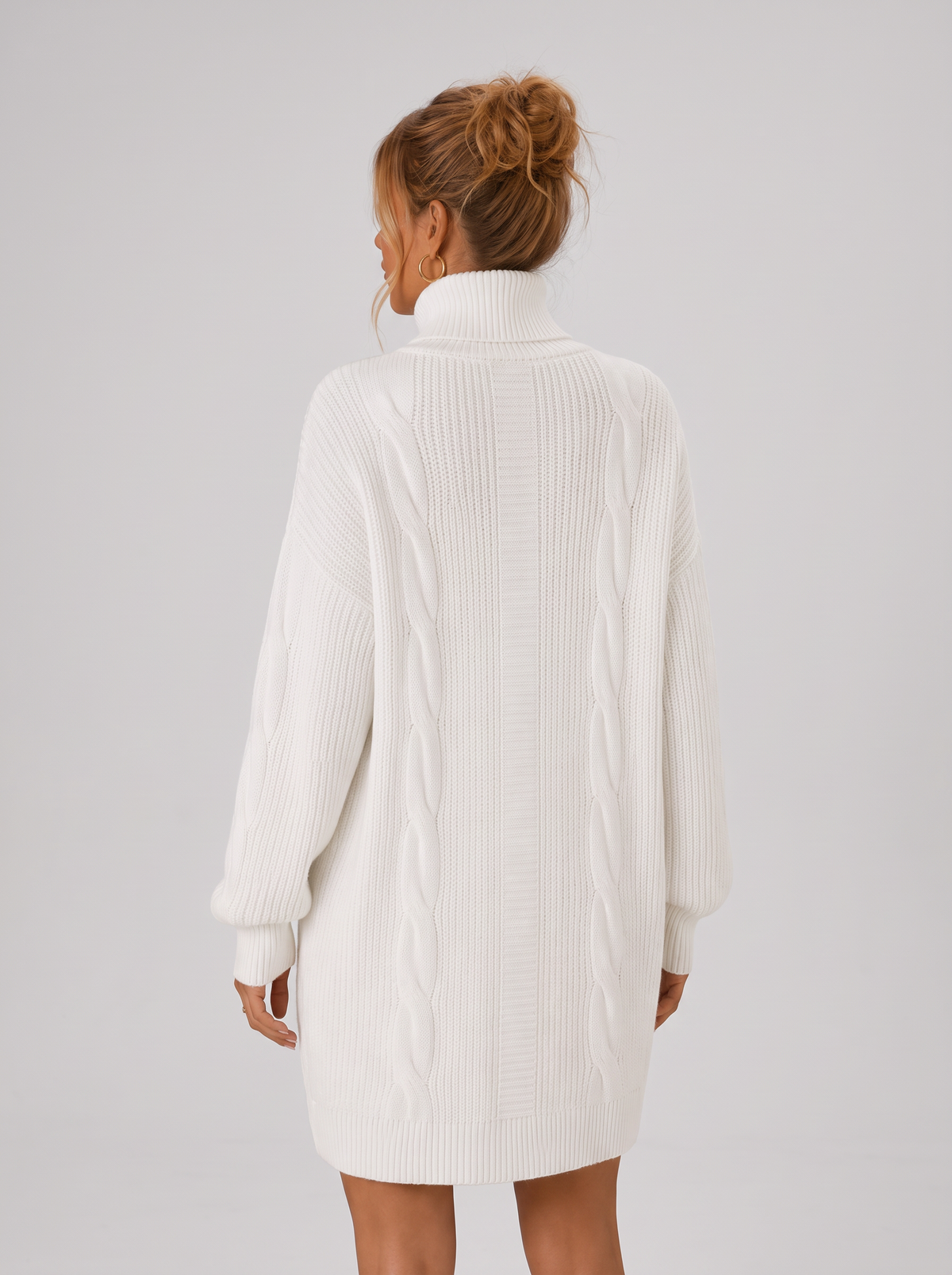 Women's Turtleneck Sweater Dress - Pullover Knit Dress