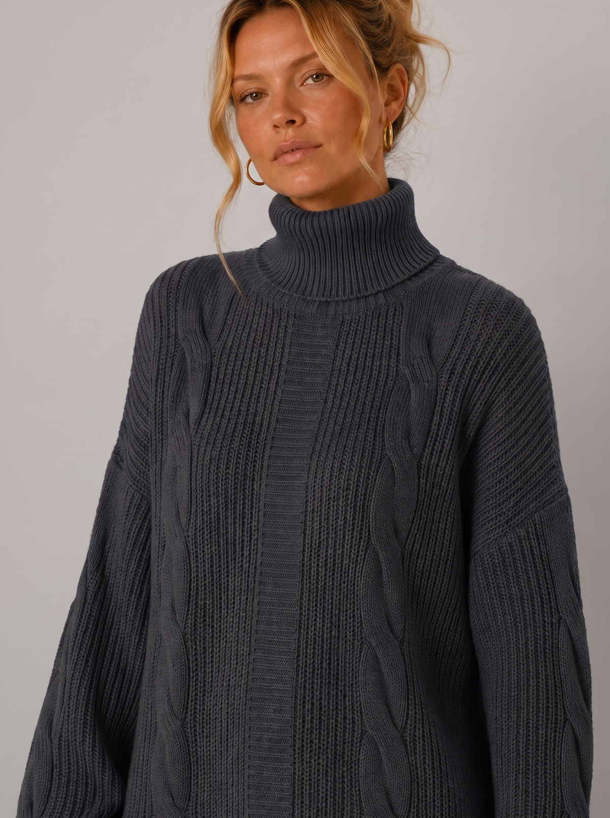 Women's Turtleneck Sweater Dress - Pullover Knit Dress
