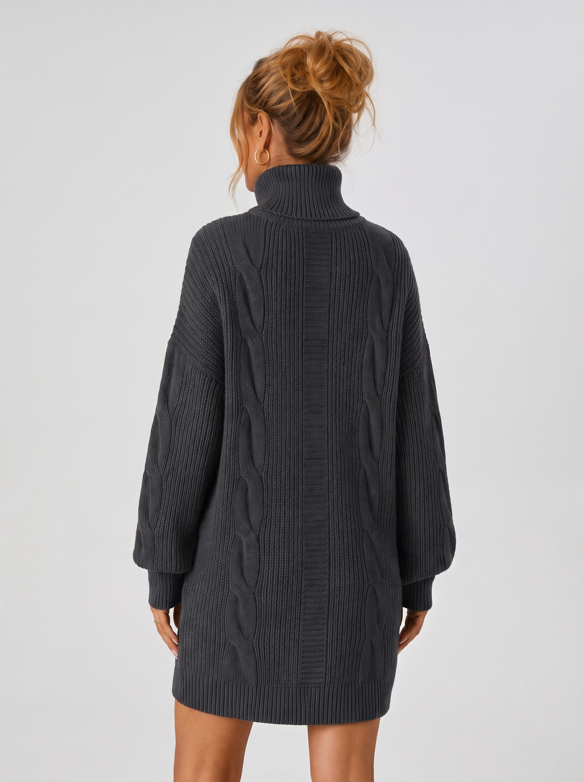 Women's Turtleneck Sweater Dress - Pullover Knit Dress