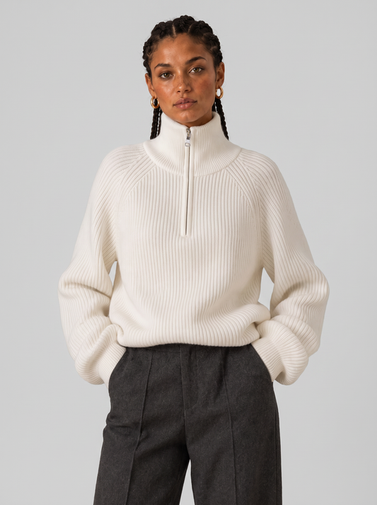 Women's Quarter Zip Knit Sweater - Layering Pullover