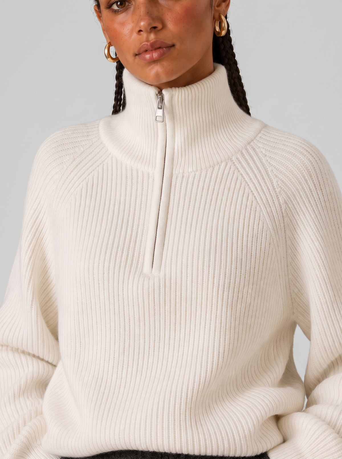 Women's Quarter Zip Knit Sweater - Layering Pullover
