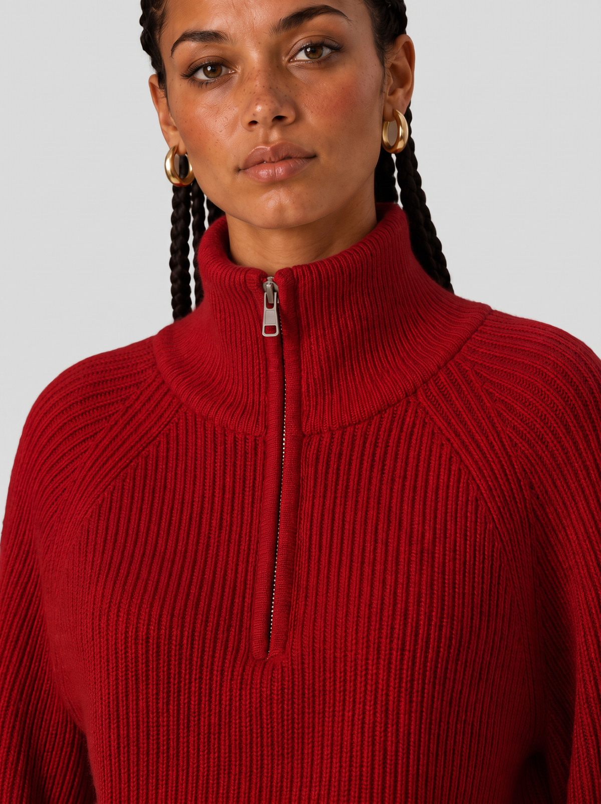 Women's Quarter Zip Knit Sweater - Layering Pullover