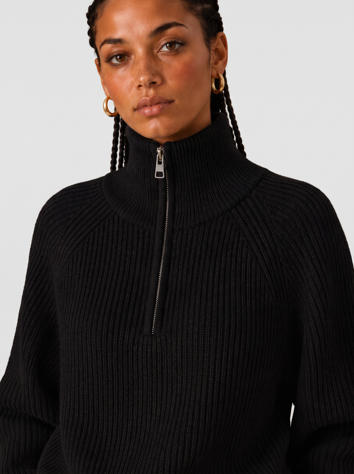 Women's Quarter Zip Knit Sweater - Layering Pullover